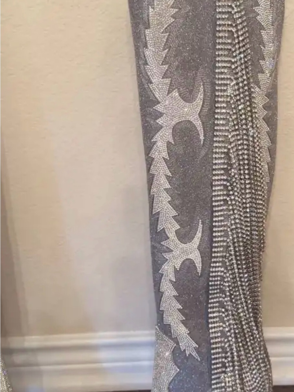 Gianni Bini Silver Rhinestone Fringe Knee-High Boots - Picture 6 of 9